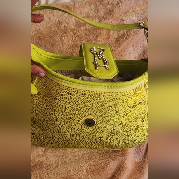 Cyber Lime Shoulder Steve Madden Bedazzled Purse - Picture 4 of 11